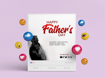 Happy Father's Day Social media post design. 3d animation branding creative fathers day post fathers day flayer graphic design happy fathers day happy fathers day post logo modern design motion graphics post design social media post design t shirt design tending tending design ui web