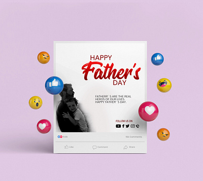 Happy Father's Day Social media post design. 3d animation branding creative fathers day post fathers day flayer graphic design happy fathers day happy fathers day post logo modern design motion graphics post design social media post design t shirt design tending tending design ui web