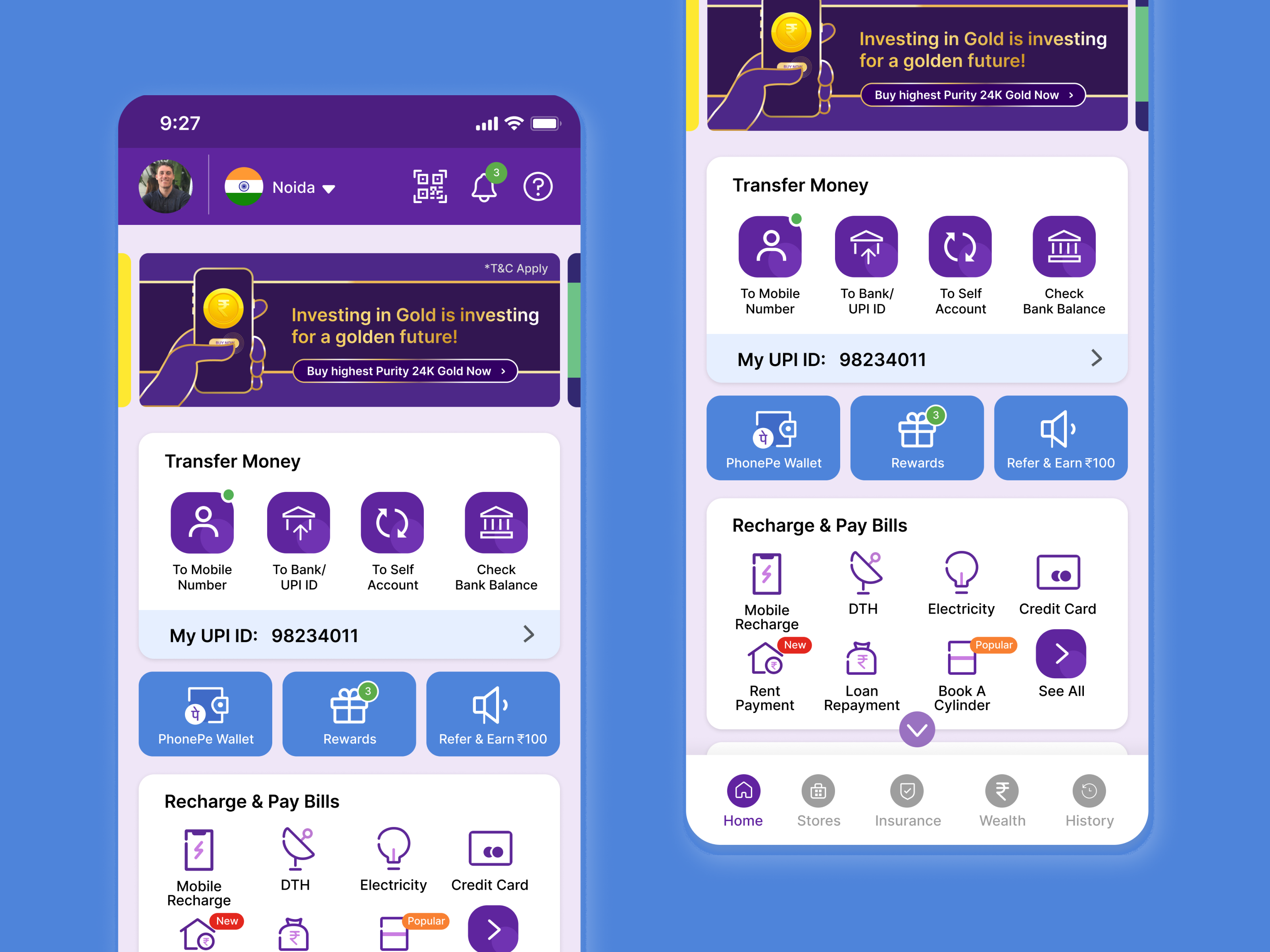 PhonePe Homescreen Redesign app art branding dailyui design graphic design homescreen icon illustration logo mobile application design mobileapp phonepe phonepe app design ui uiux uiuxdesign ux vector