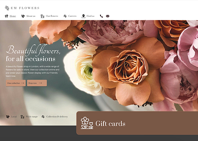 Web Design - Online Flower Delivery (Work In Progress) clean colour figma floral design flower business flowers icons usps warm web design website white header