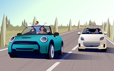 Car on Road Illustration designer