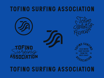 Tofino Surfing Association Logos, Graphics and Typography branding fonts logo ocean pnw surf surfing tofino vector waves west coast