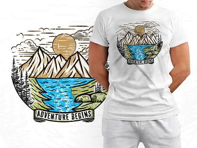 Adventure begins travel outdoor t shirt design tee