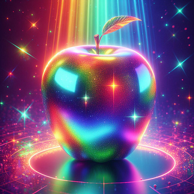 Neon Apple 3d graphic design illustration ui