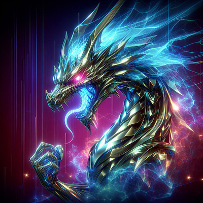 Metallic Drago 3d animation dragon graphic design metallic ui