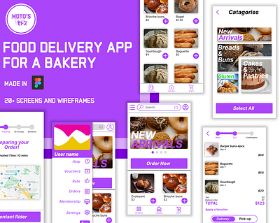 Delivery app design for a bakery ui