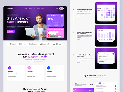 RevView Sales Management Saas Website admin panel business website card corporate website dashboard design ecommerce fahema header homepage landing page saas saas product saas web sales management web ui ux web web design website