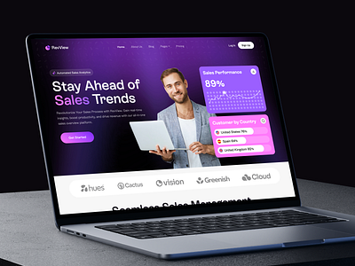 RevView Sales Management Saas Website admin panel business website card corporate website dashboard design ecommerce fahema header homepage landing page saas saas product saas web sales management web ui ux web web design website
