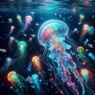 illustrative Jellyfish 3d animation branding design graphic design illustration modern ui vector