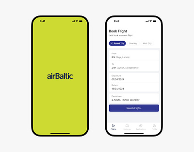 airBaltic Mobile App airbaltic app aviation booking destination green ios iphone latvia light mobile passbook plane product design ticket travel ui ux widget