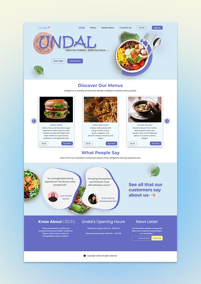 Undal Restaurant Landing Page Design creative concept creativedesign design ui