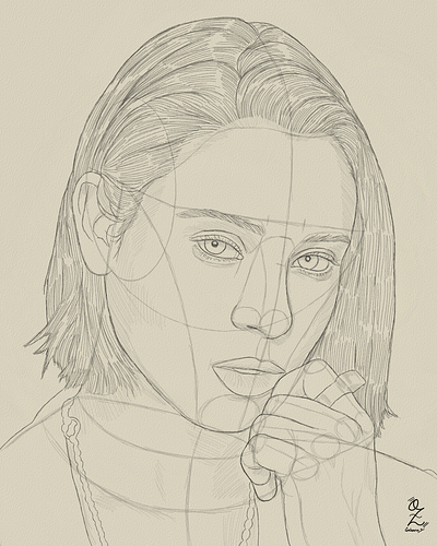Daniela Melchior Portrait Study Sketch actress boceto fanart lineart model movie pencil portrait retrato sketch