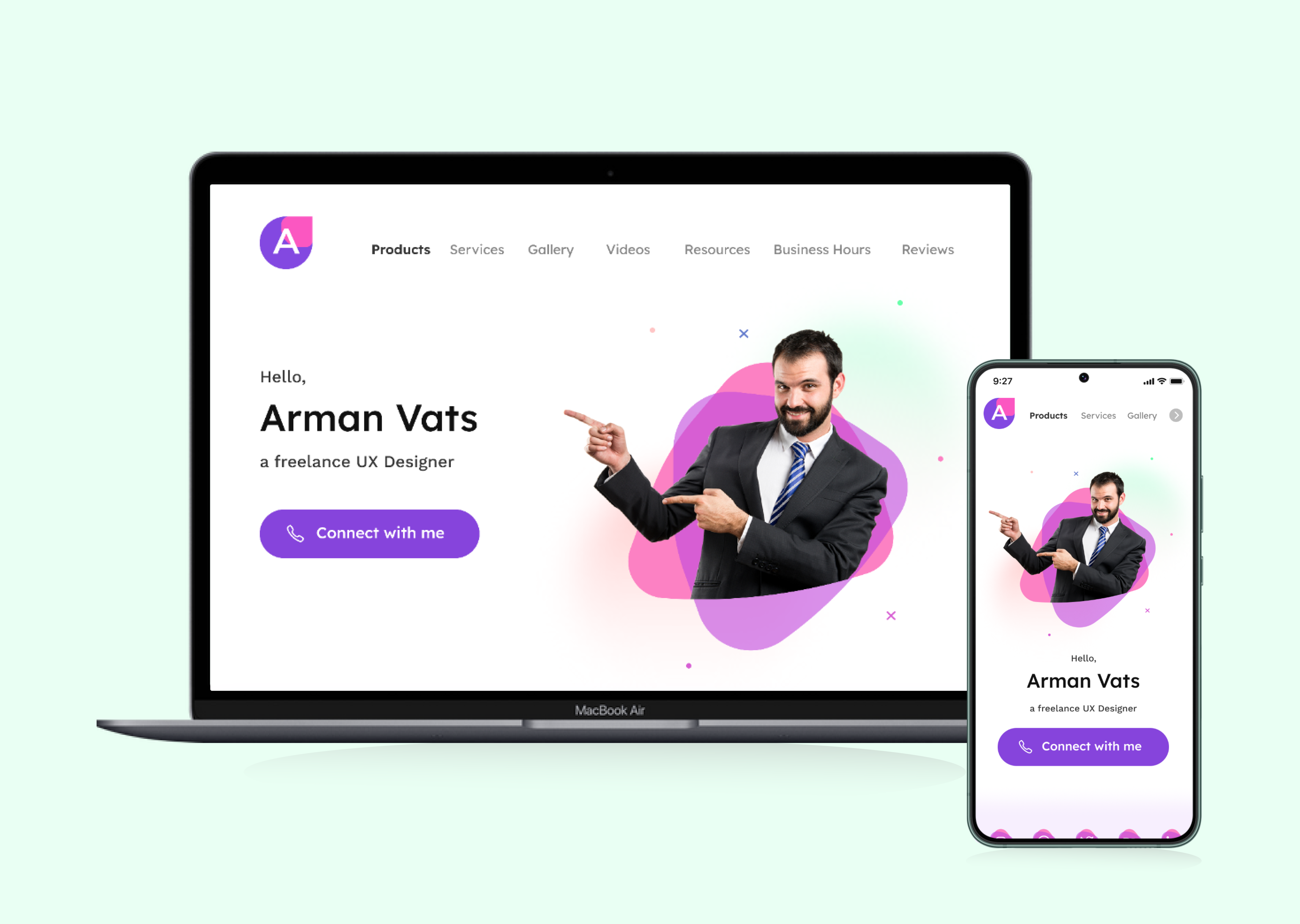 Portfolio Website Landing page UI Design app art branding dailyui design graphic design icon illustration landingpage logo portfolio website design ui uidesign uiux uiuxdesign ux vector website design