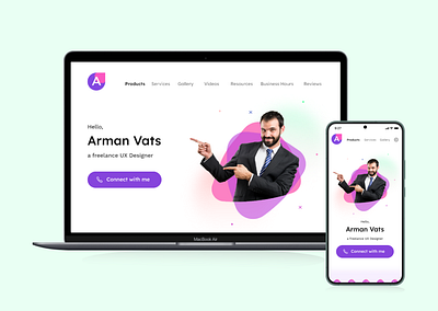 Portfolio Website Landing page UI Design app art branding dailyui design graphic design icon illustration landingpage logo portfolio website design ui uidesign uiux uiuxdesign ux vector website design