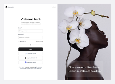 Beauty UA beauty beautycommunity beautyportal dashboard log in login login screen ui ux webdesign
