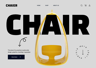 Chair e-commerce website landing page 3d app branding dashboard ecommerce illustration landing page modern sites ui ux web yellow