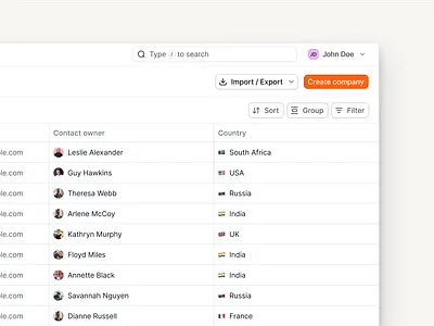 CRM - Table Design crm figma saas uidesign