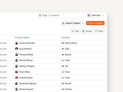 CRM - Table Design crm figma saas uidesign