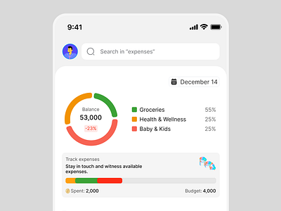 Expense tracker app analytics app branding design graphic design illustration logo mobile design tracker typography ui vector
