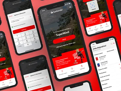 Login app bank banking biometric card face id login mobile money password santander savings send money transfer user