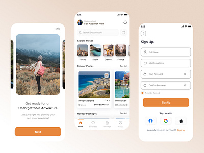 Travel Mobile App UI adventure app app design booking app interactive design mobile app travel app travel booking travel design travel experience travel planner travel ui uiux user interface ux design