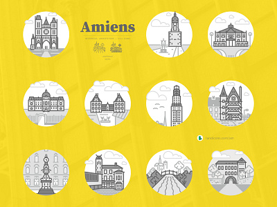 Amiens, France - Icon Set amiens architecture cityscape france icons landicons landmarks travel