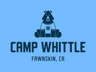Camp Whittle, Primary Logo bear branding camp camping illustration logo logo design mascot outdoors typography vintage