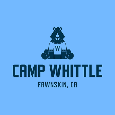 Camp Whittle, Primary Logo bear branding camp camping illustration logo logo design mascot outdoors typography vintage