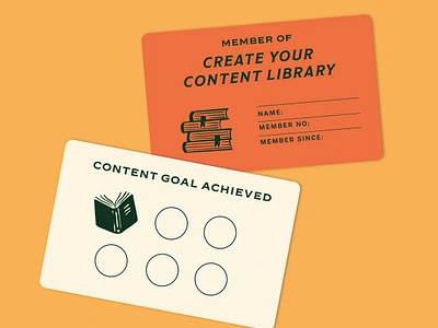 Create Your Content Library book illustration books branding card content design graphic design illu illustration library library card social stamp