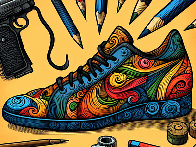 Shoe Graphics 3 With Picasso Art art design graphic design illustration shoe shoes visual
