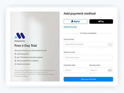Web Payment Page Design apple pay free trial logo payment paypal start your free trial trail ui ux web