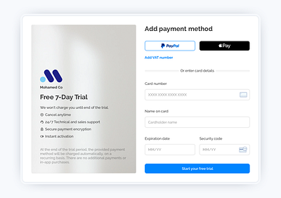 Web Payment Page Design apple pay free trial logo payment paypal start your free trial trail ui ux web