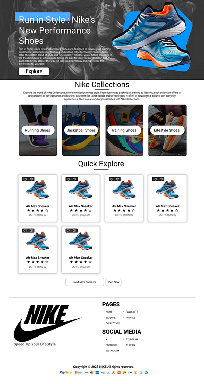 Nike Example E-Commerse Website colors figma nike shoue sneakers ui web design