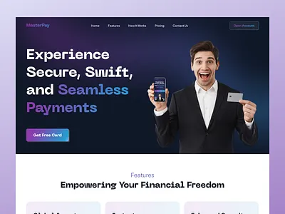 MasterPay Saas Website UI UX Design bank banking branding e commarce app figma finance financial illustration master card landing page mastercard motion graphics paypal saas saas landing page saas master card saas website software as a service ui ui design ux design