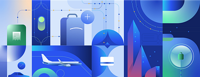Visual language for a expense management company add blue booking branding connection expense flight graphic design marine sas ui