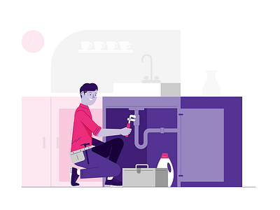 plumbing characters design illustration people retro style styletest ui vector website