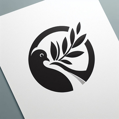 The logo of the Pigeon with an olive branch branch branding company design illustration vector