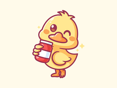 Duck 🦆 animal cartoon character cute duck ducky kawaii sauce sweet vector yellow
