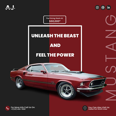 Captivating Car Advertisement Design adobe illustrator banner branding design flyer graphic design illustration mustang poster poster banner social media