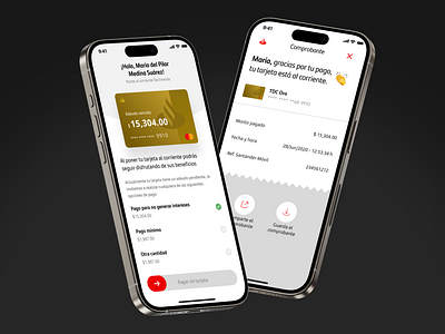 Santander Pay app bank banking button card checkmark credit card ios mastercard mobile payment quick actions radio santander slide slide button