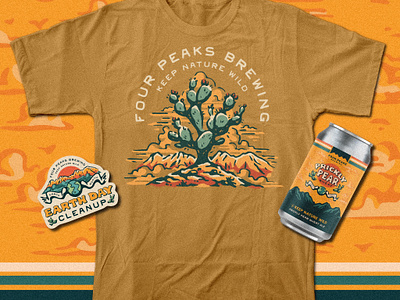 Four Peaks Brewing | Prickly Pear Earth Month Bundle apparel design apparel graphics beer can branding bundle can design collection graphic art graphic design hand drawn illustration label design logo merch design merchandise outdoor outdoors print design product design vintage