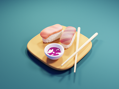 A Vibrant Sushi Feast in 3D a vibrant sushi feast in 3d