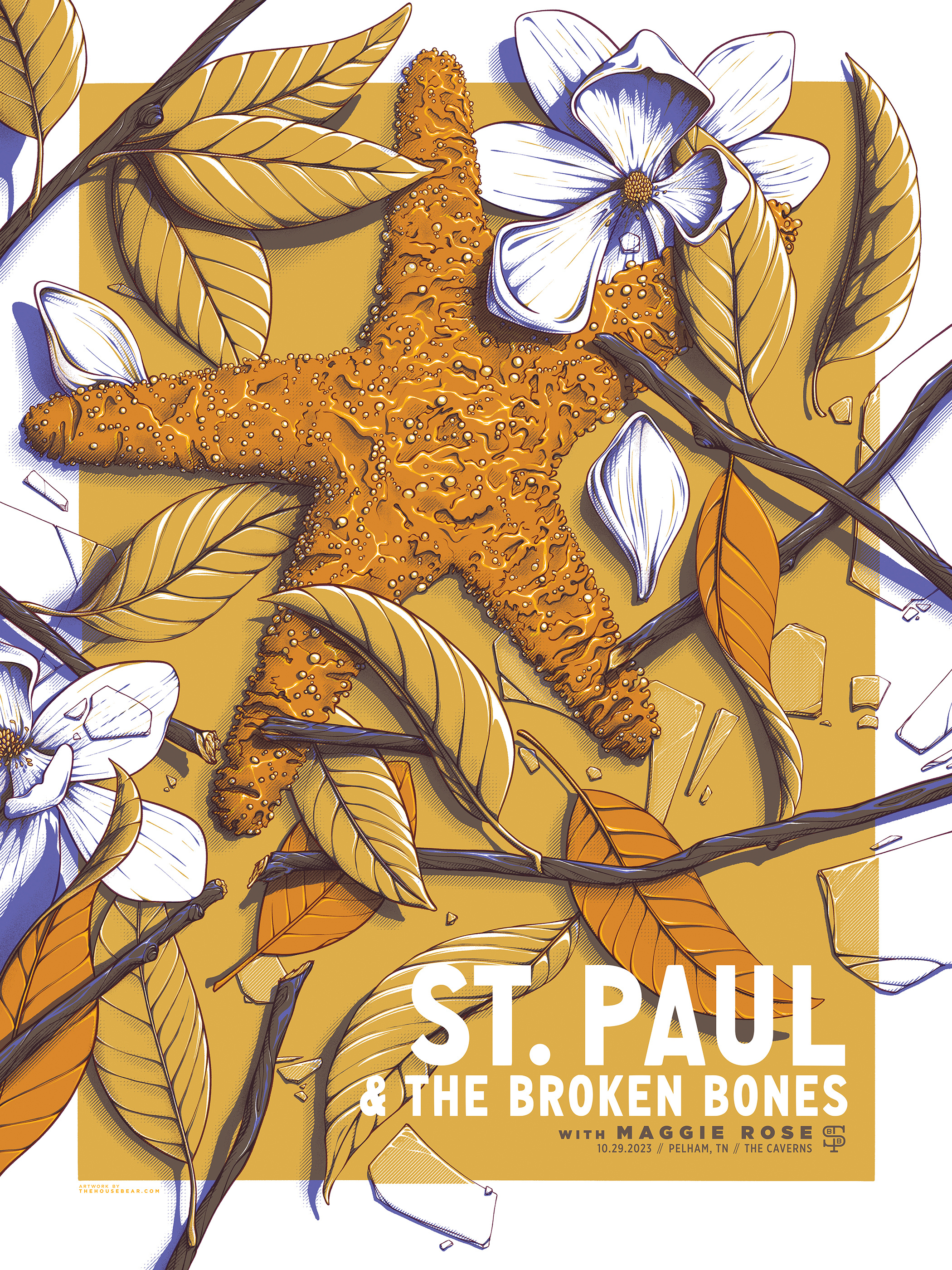St. Paul & The Broken Bones band concert design flower illustration minimal nature poster screenprint