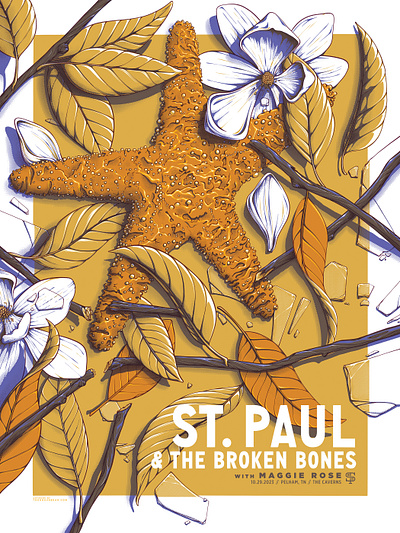 St. Paul & The Broken Bones band concert design flower illustration minimal nature poster screenprint