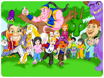 Cover Book Illustration - All Character children book education english fairytale illustration poster