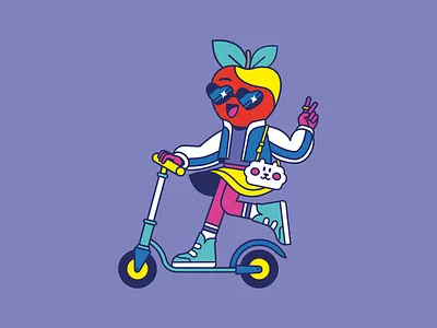 Cute brand mascot illustration | Studio Suprasoul apple brand mascot branding character design cute design emotional branding emotional design farming fun graphic design illustration mascot mascot design packaging design playful illustration scooter street urban youth