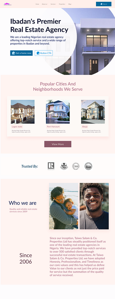 Shot of Real Estate Website graphic design ui