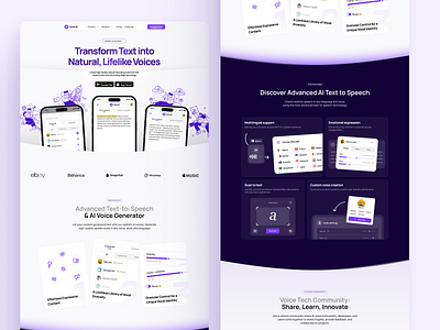 Echo AI - Voice generator app landing page ai voice dubbing generator ai hidaytama illustration landing page mobile website