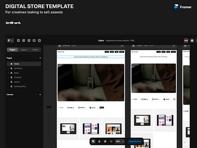 Digital Store Template For Creatives branding designers digital downloads digital store for sale framer framer template graphic design sell digital products template website template