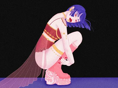 HEELS anime asian darkart digital art fantasyart goddess illustration lineart manga